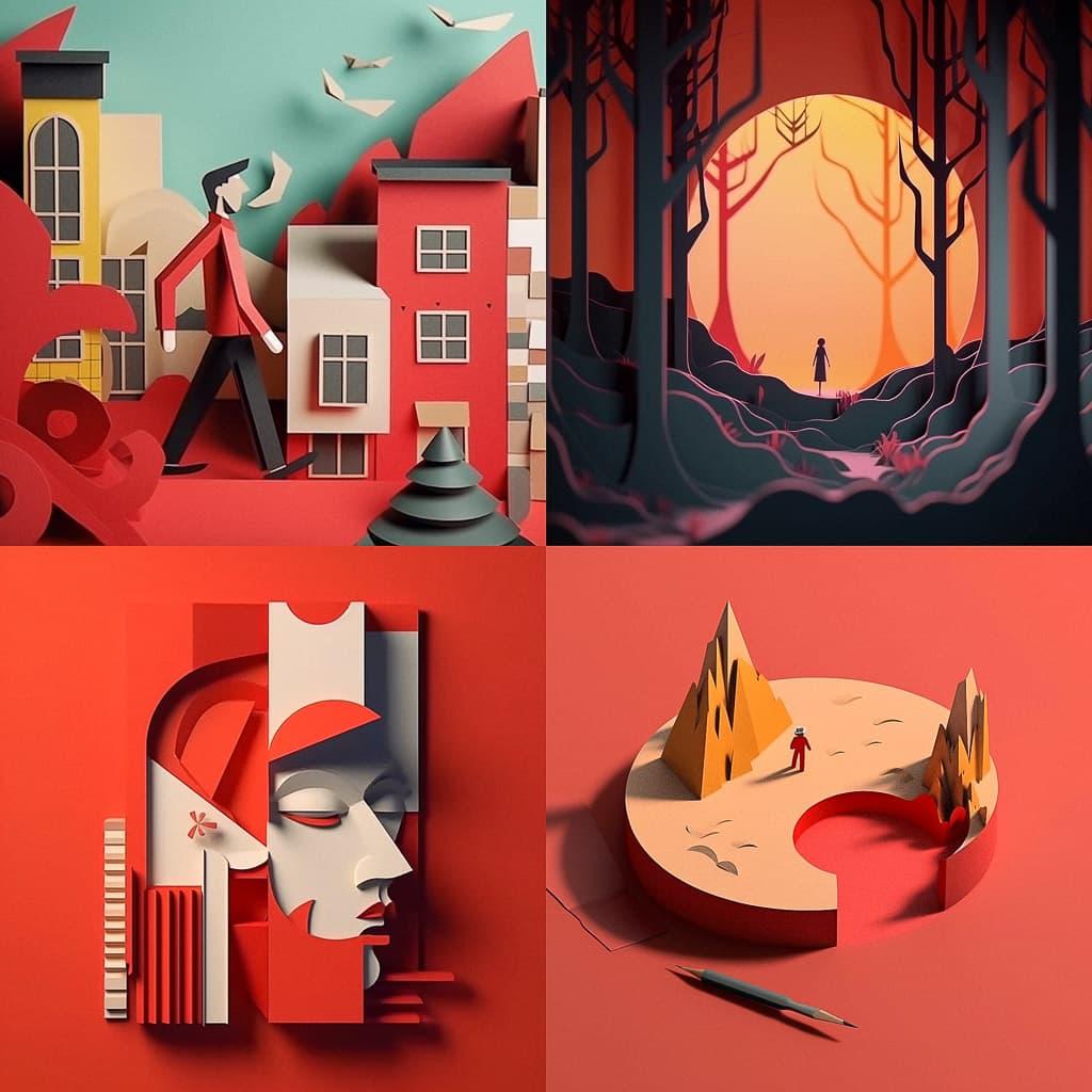 Cutout animation style, Midjourney V5.1, render 1 of 4