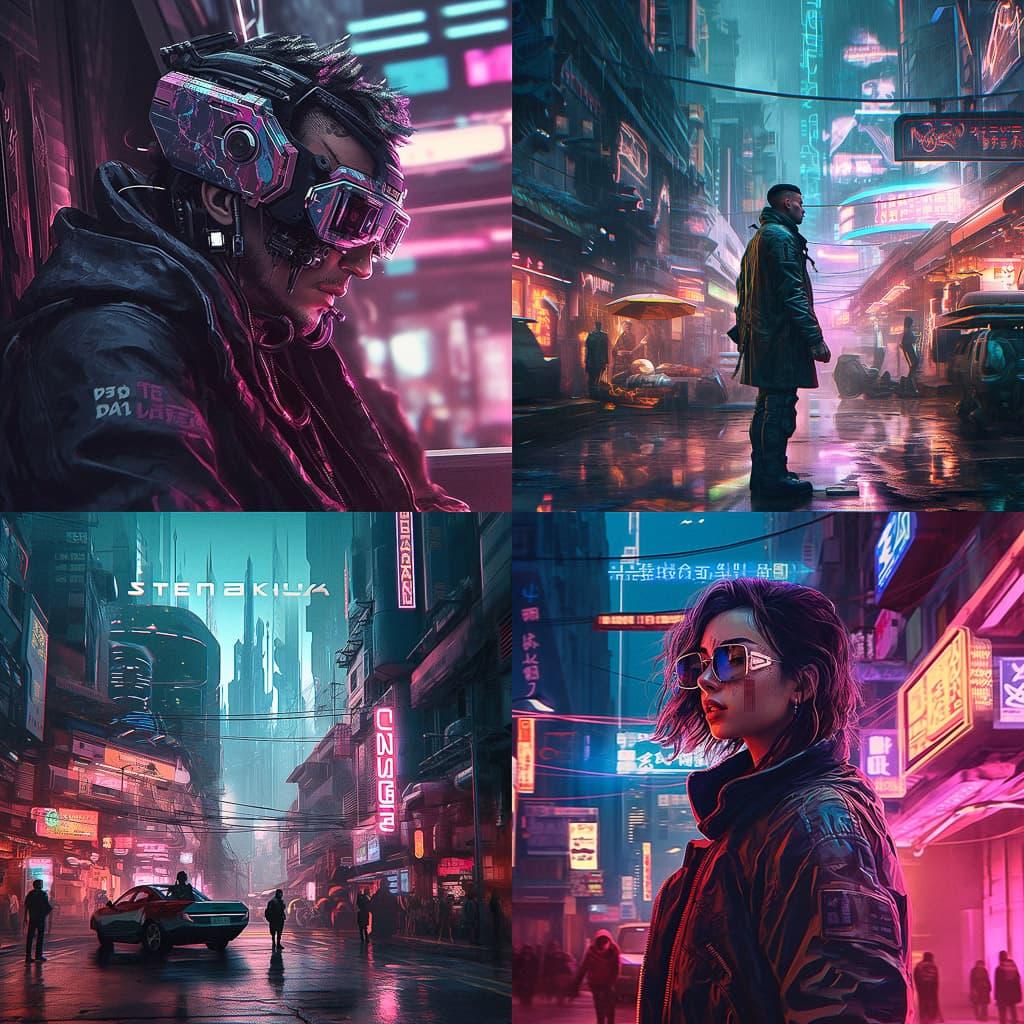 Cyberpunk style, Midjourney V5.1, render 1 of 4