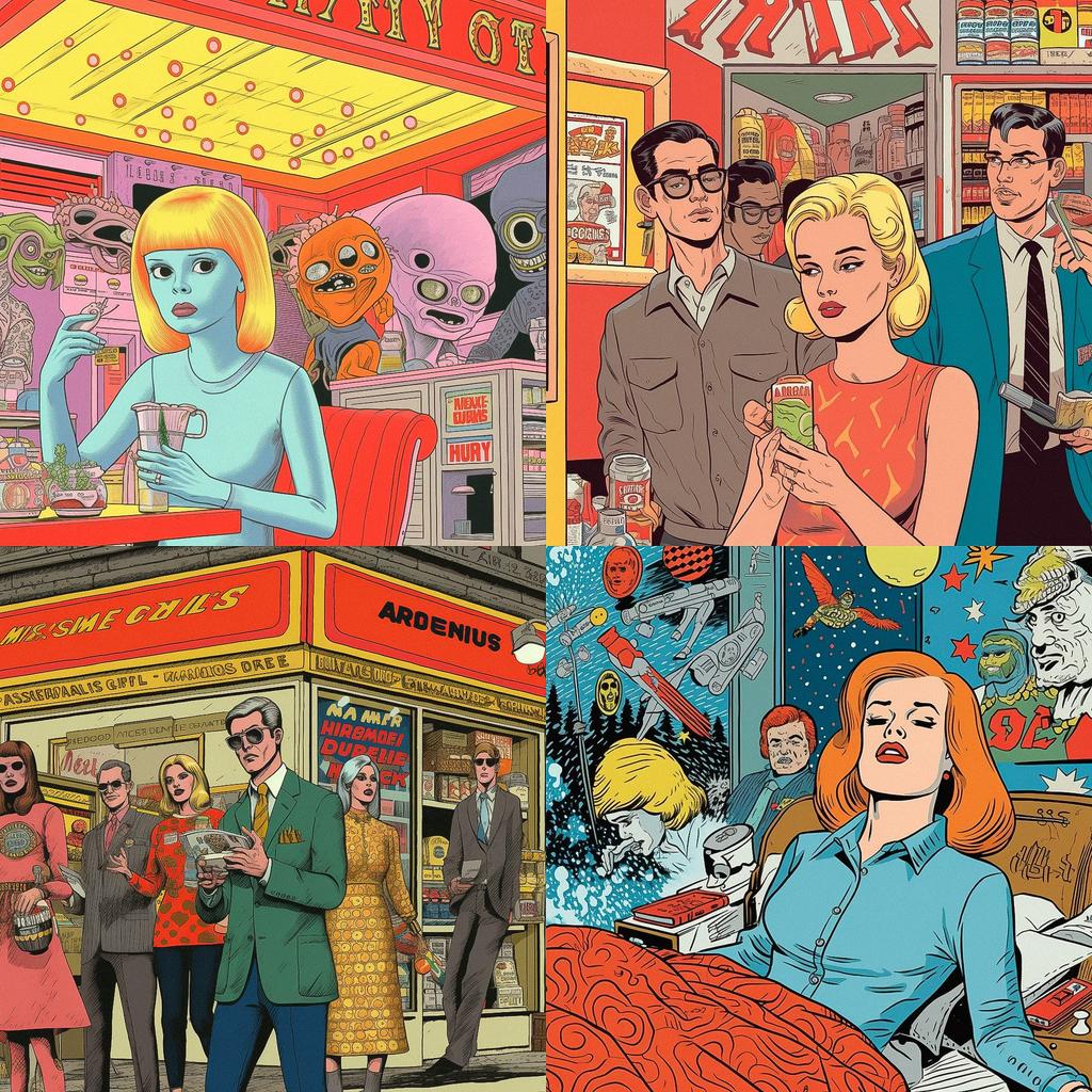 Dan Clowes style, Midjourney V5.1, render 1 of 4