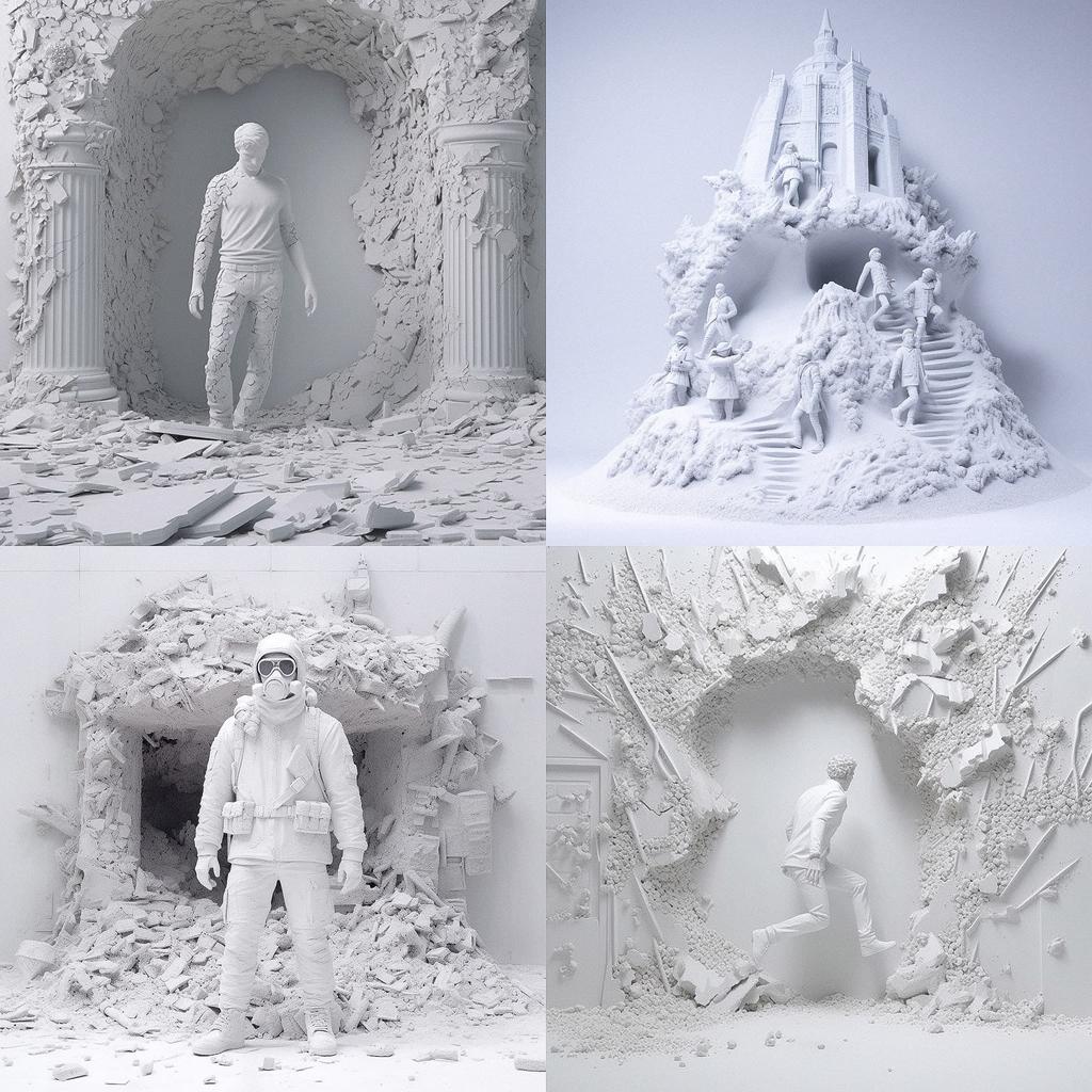 Daniel Arsham style, Midjourney V5.1, render 1 of 4