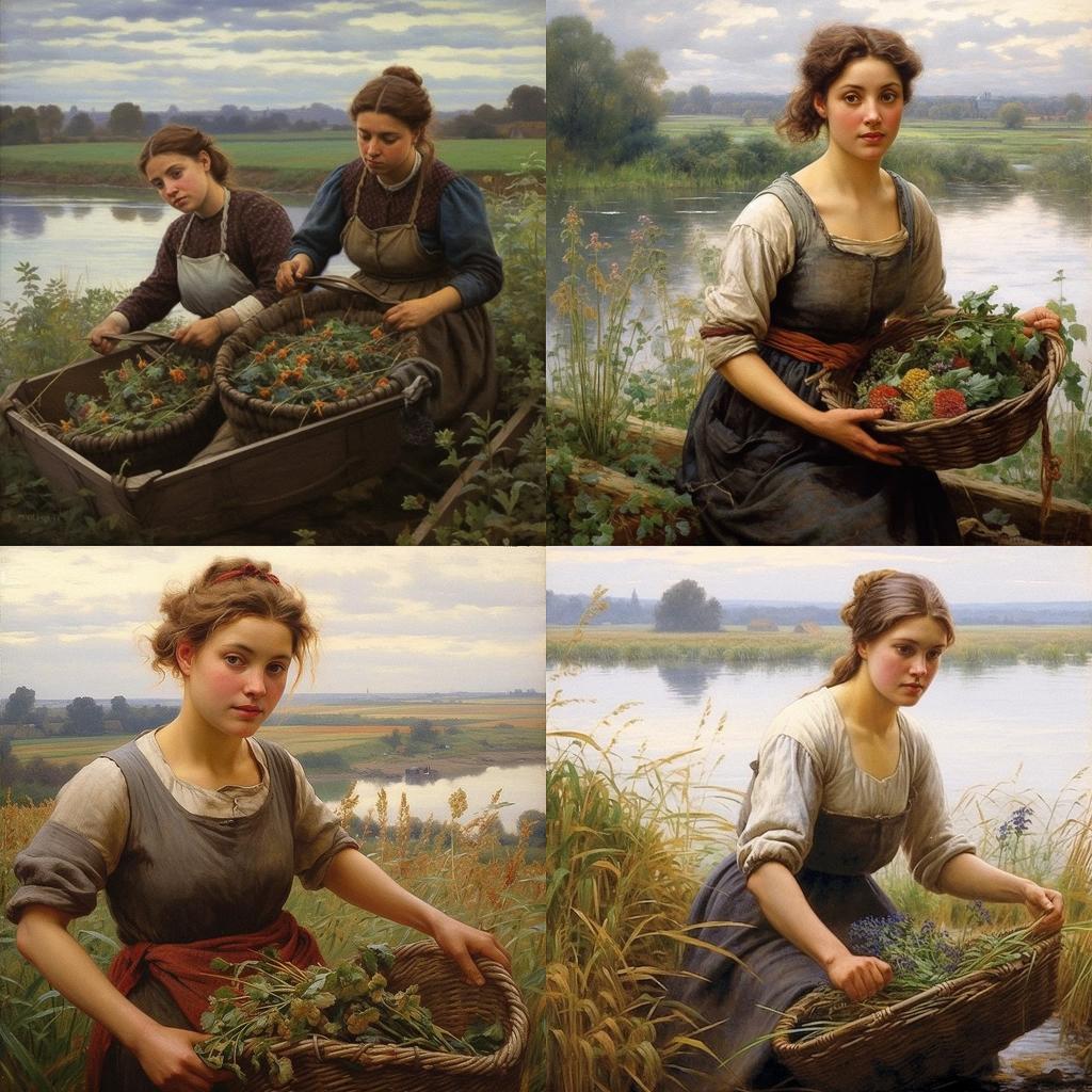 Daniel Ridgway Knight style, Midjourney V5.1, render 1 of 4