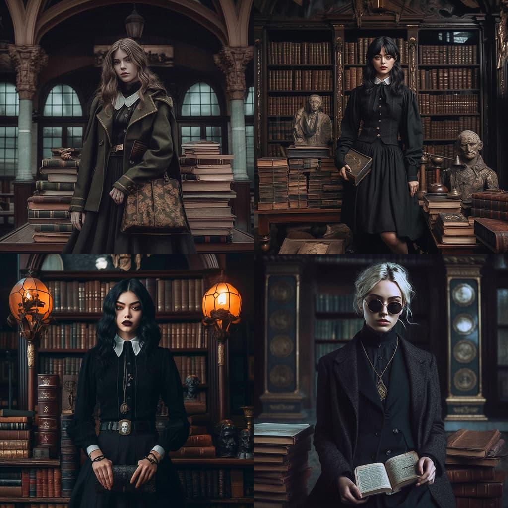 Dark Academia fashion style, Midjourney V5.1, render 1 of 4