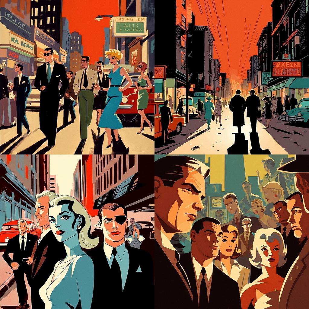 Darwyn Cooke style, Midjourney V5.1, render 1 of 4