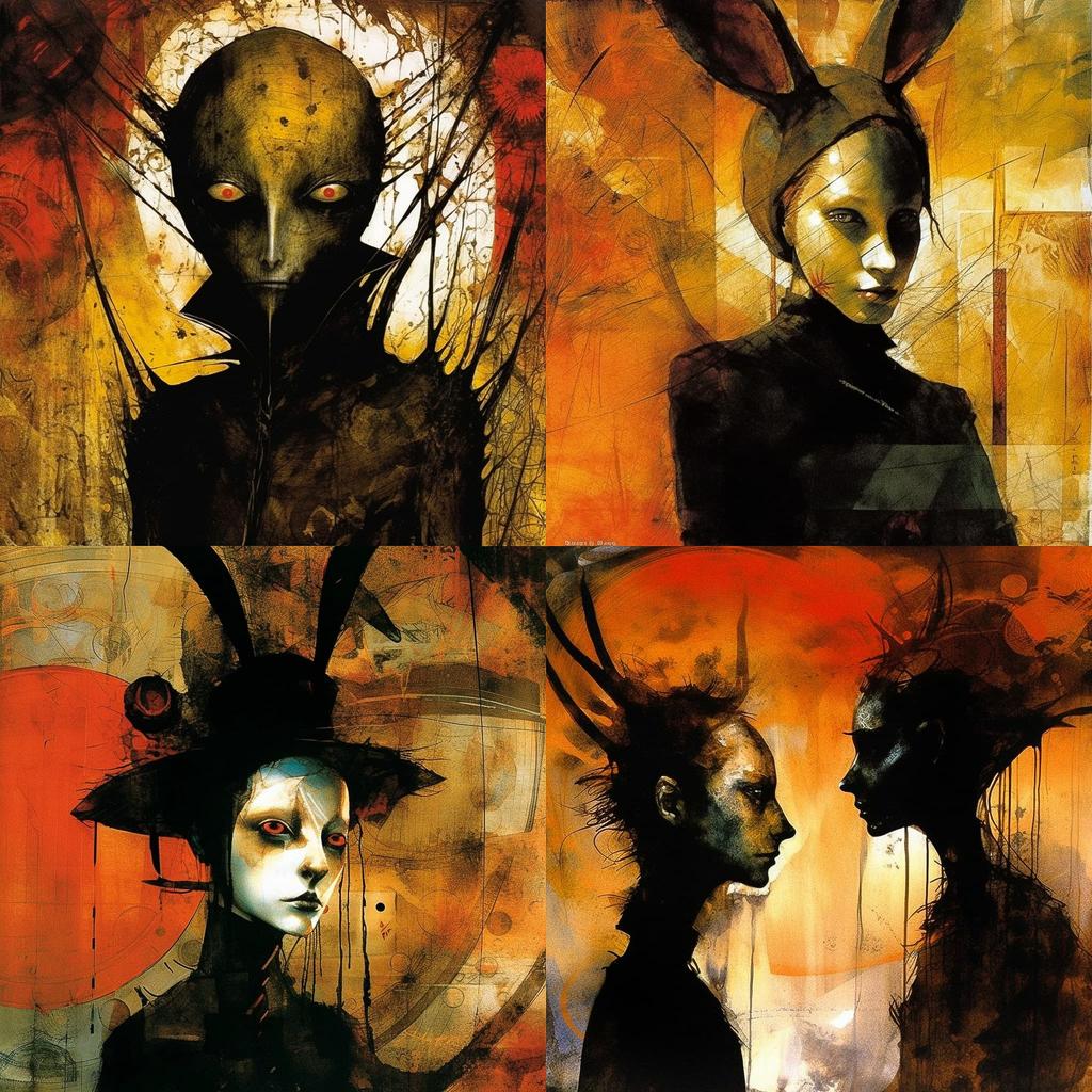 Dave McKean style, Midjourney V5.1, render 1 of 4