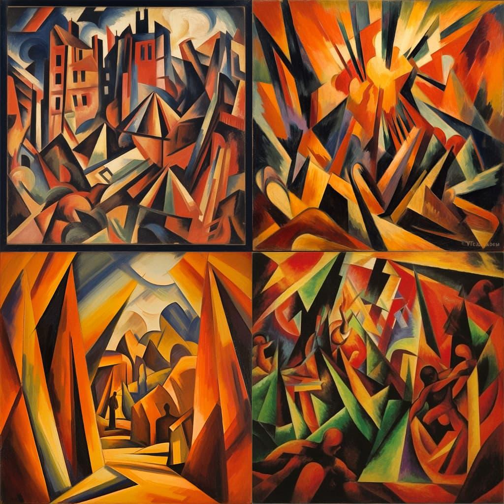 David Bomberg style, Midjourney V5.1, render 1 of 4