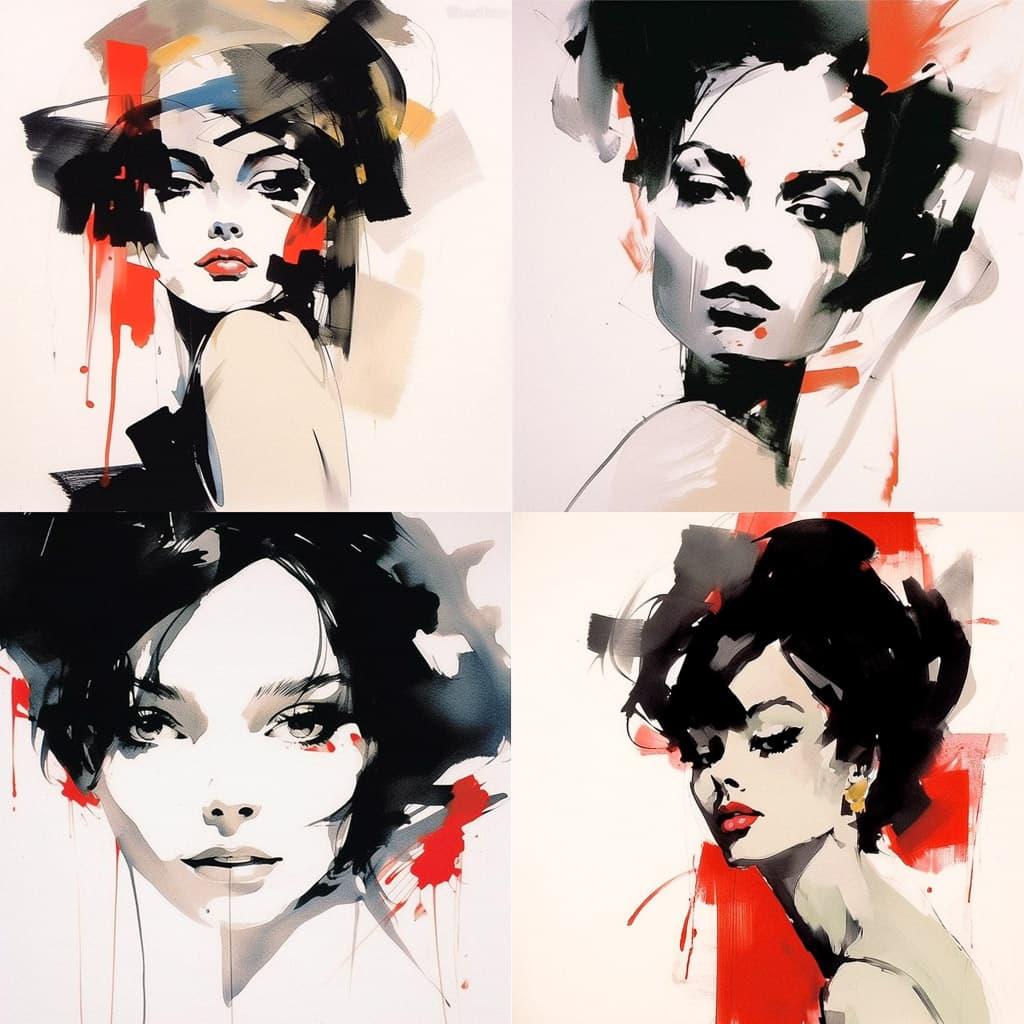 David Downton style, Midjourney V5.1, render 1 of 4