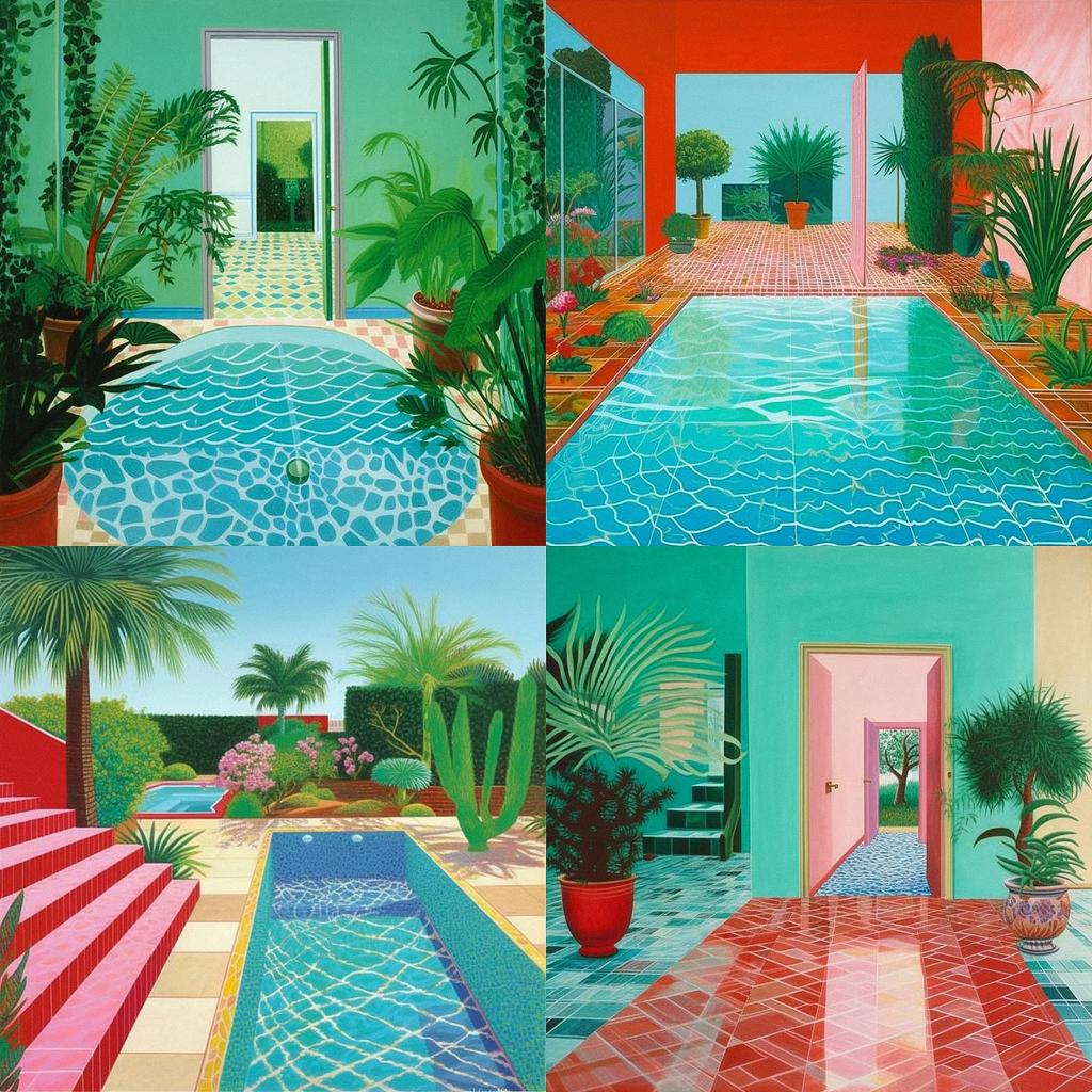 David Hockney style, Midjourney V5.1, render 1 of 4