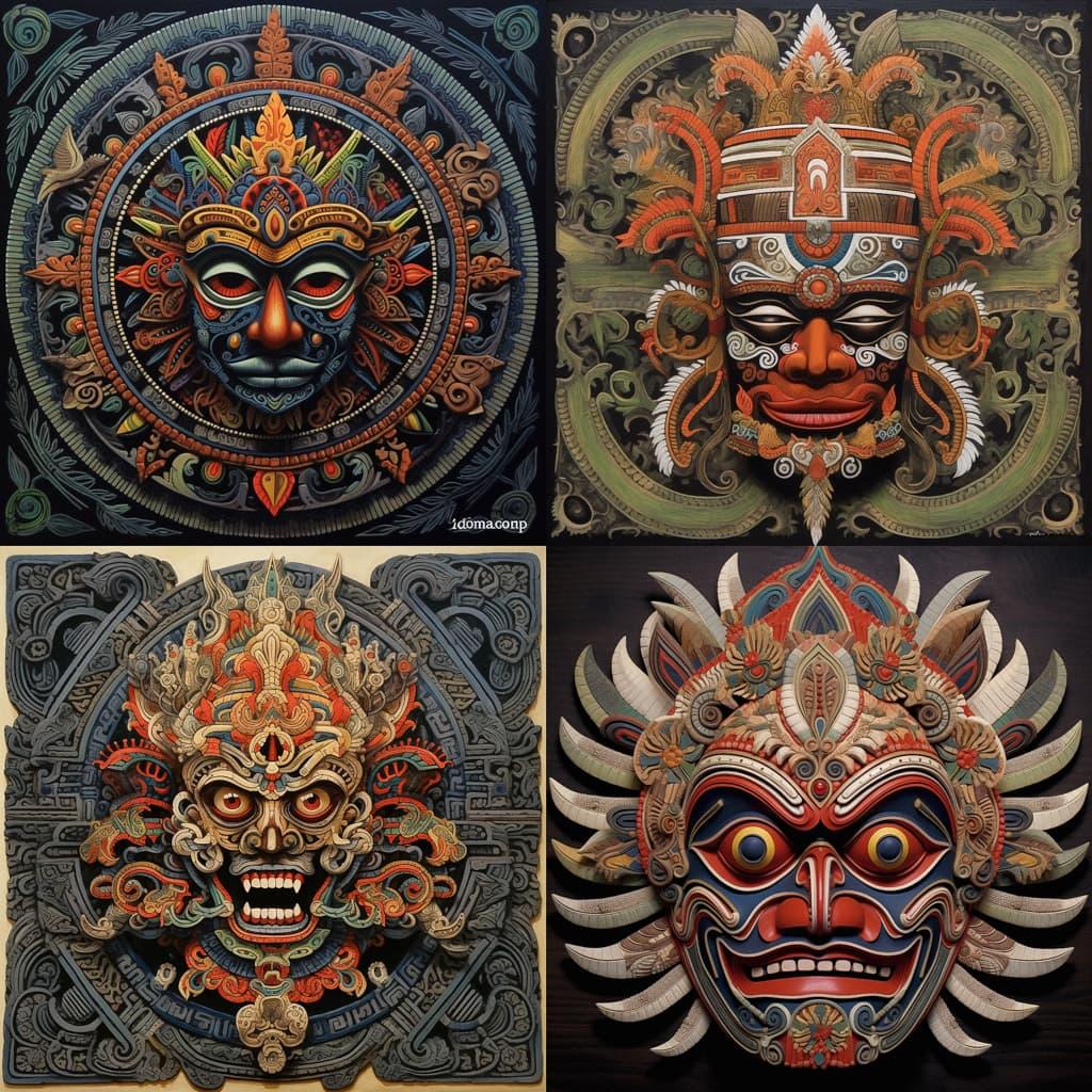 Dayak art style, Midjourney V5.1, render 1 of 4