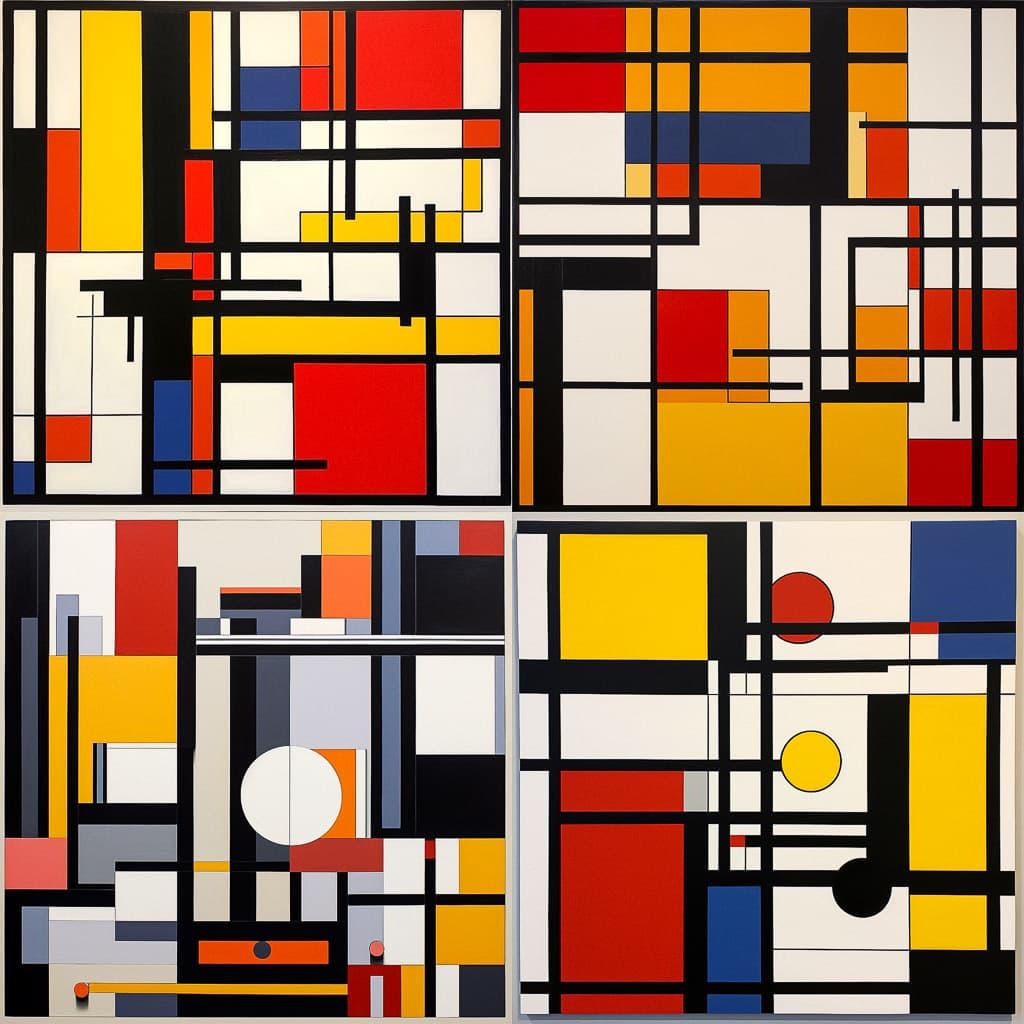 De Stijl style, Midjourney V5.1, render 1 of 4