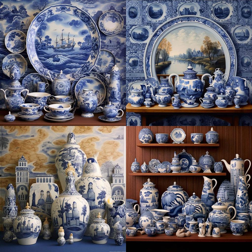 Delftware style, Midjourney V5.1, render 1 of 4