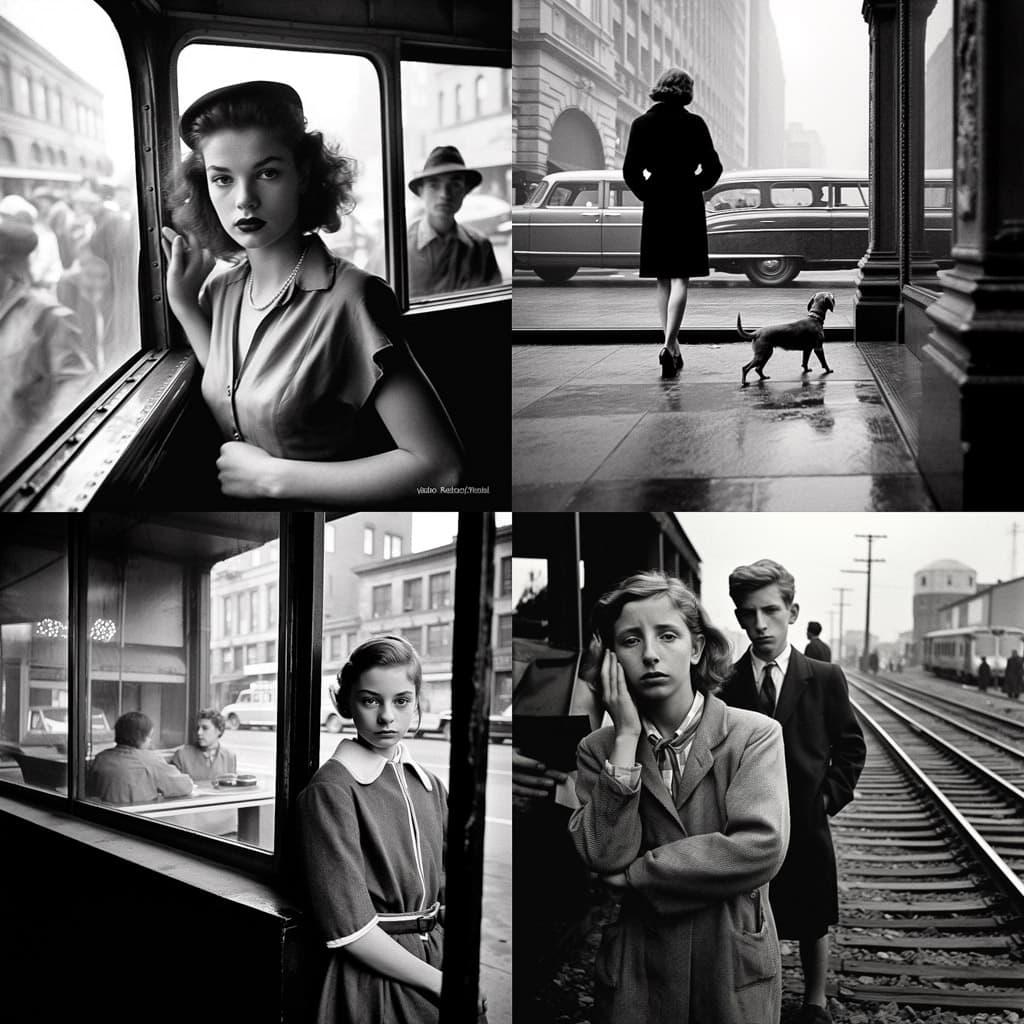 Dennis Stock style, Midjourney V5.1, render 1 of 4