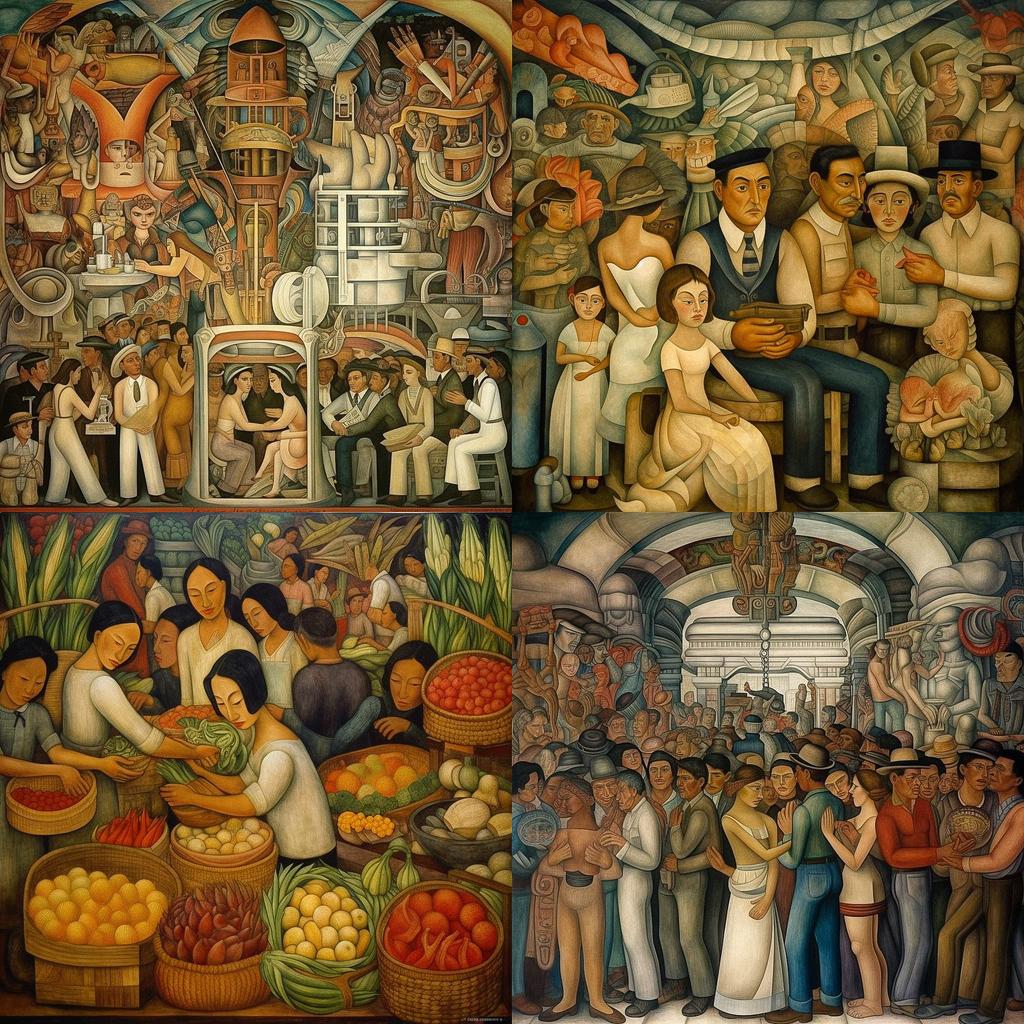Diego Rivera style, Midjourney V5.1, render 1 of 4