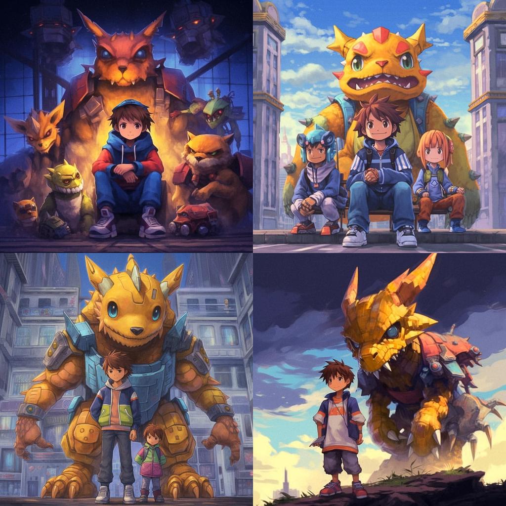 Digimon style, Midjourney V5.1, render 1 of 4