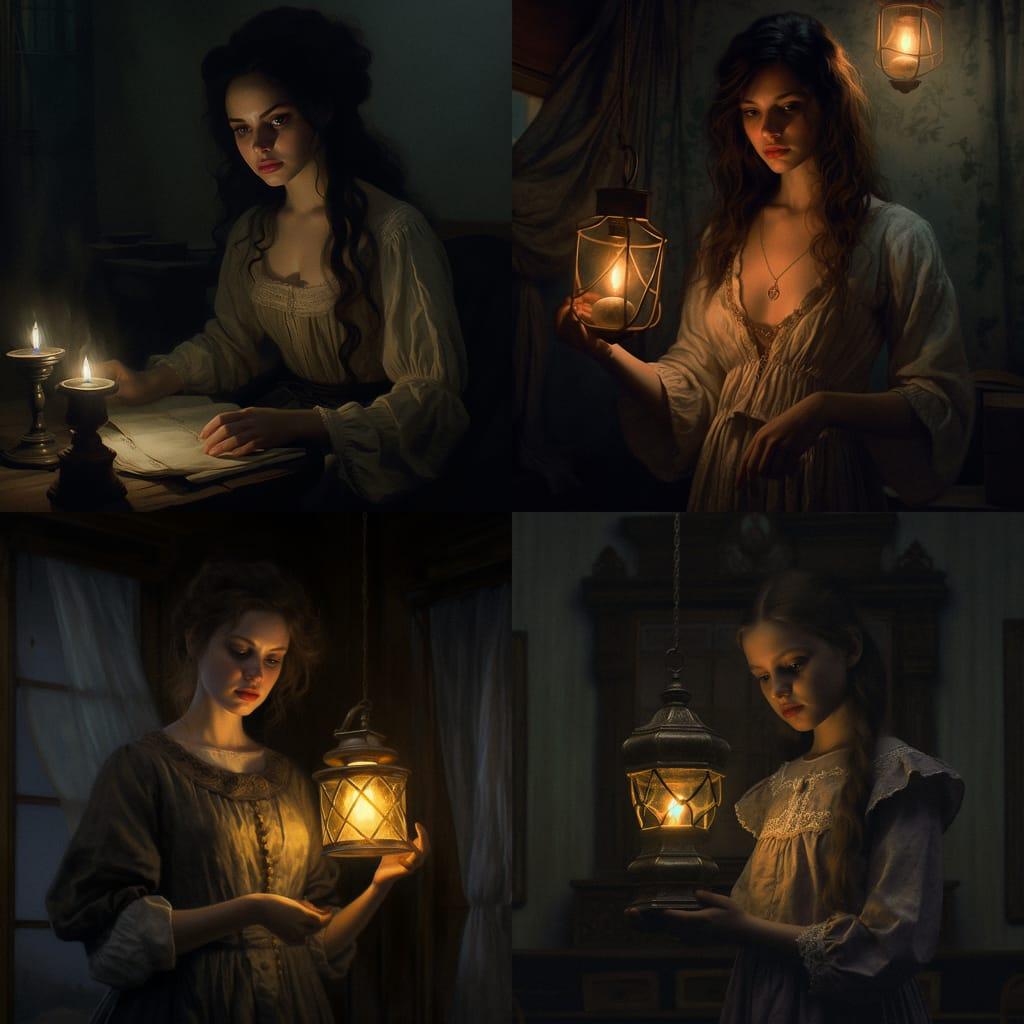 Dim lighting style, Midjourney V5.1, render 1 of 4