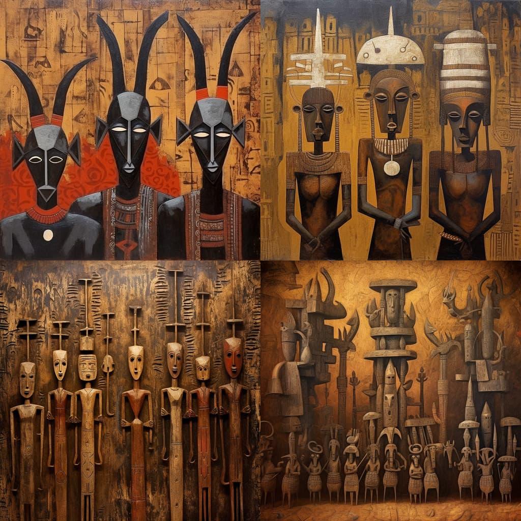 Dogon art style, Midjourney V5.1, render 1 of 4