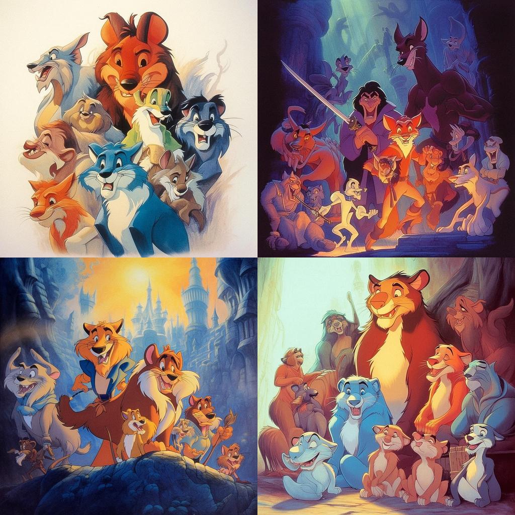 Don Bluth style, Midjourney V5.1, render 1 of 4