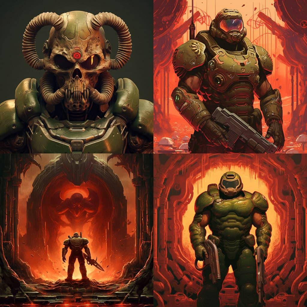 Doom style, Midjourney V5.1, render 1 of 4