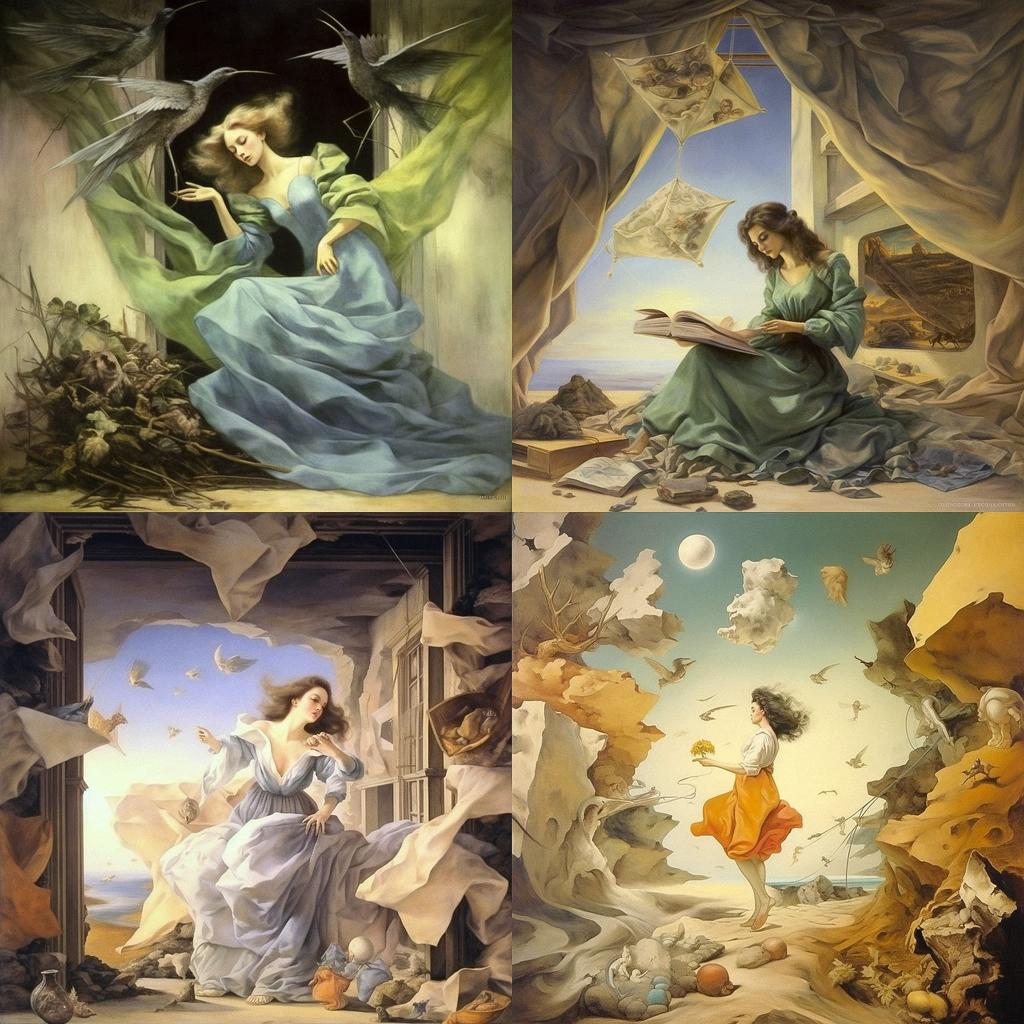 Dorothea Tanning style, Midjourney V5.1, render 1 of 4