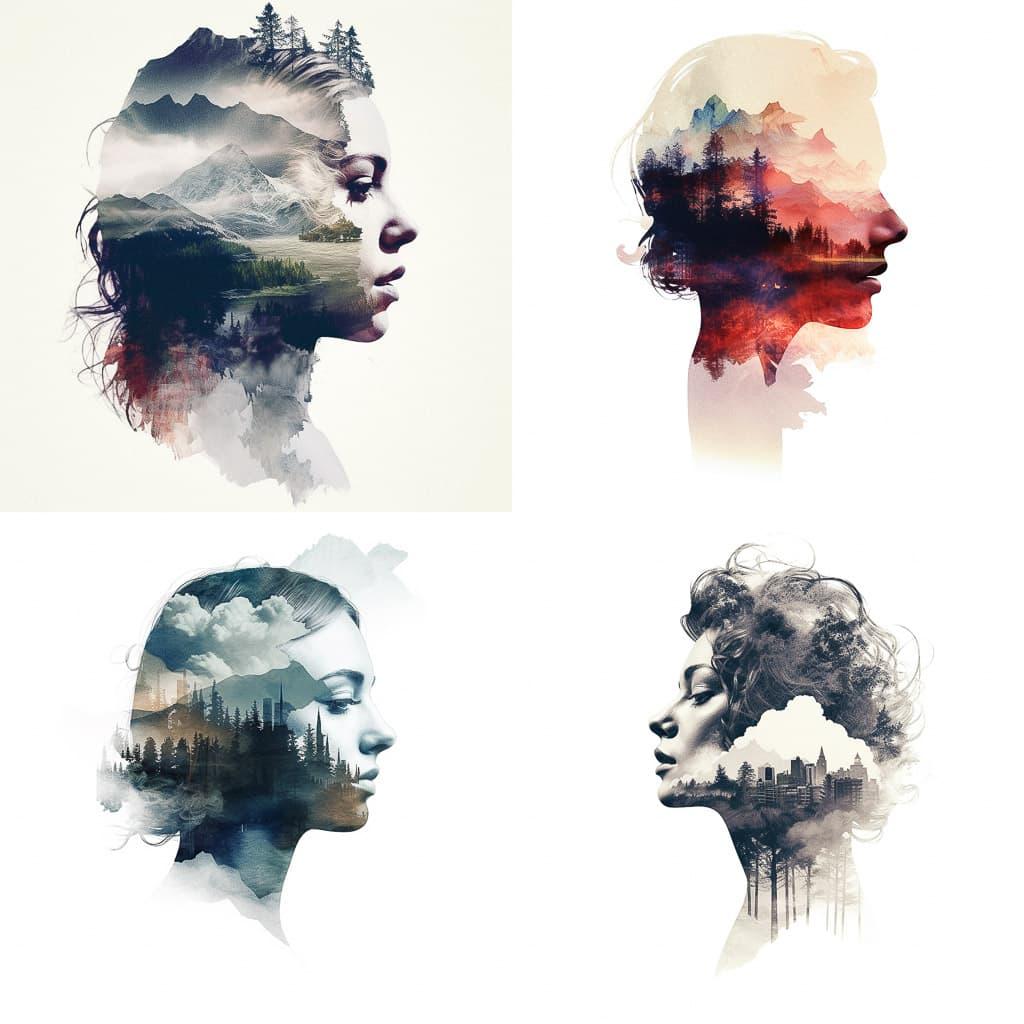 Double exposure style, Midjourney V5.1, render 1 of 4