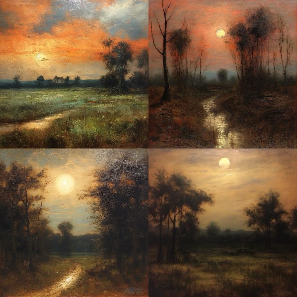 Dwight William Tryon style, Midjourney V5.1, render 1 of 4