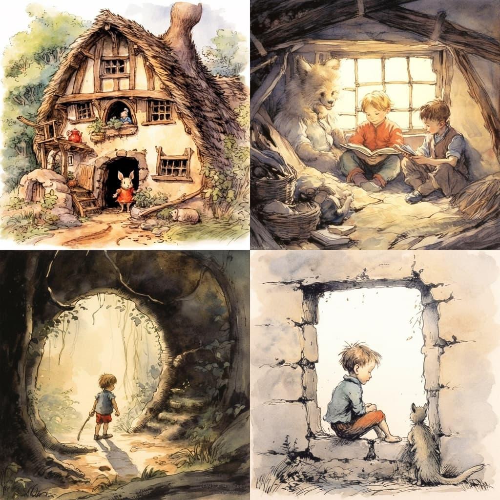 E. H. Shepard style, Midjourney V5.1, render 1 of 4