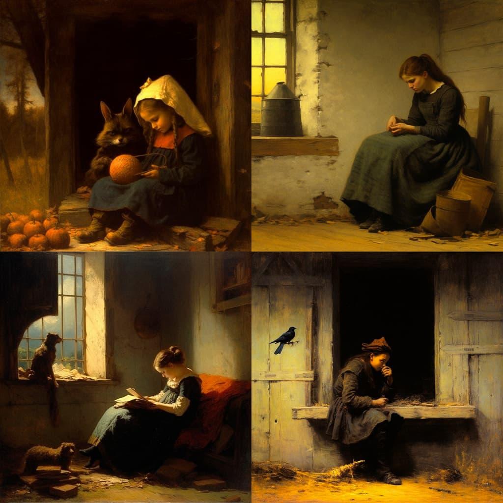 Eastman Johnson style, Midjourney V5.1, render 1 of 4