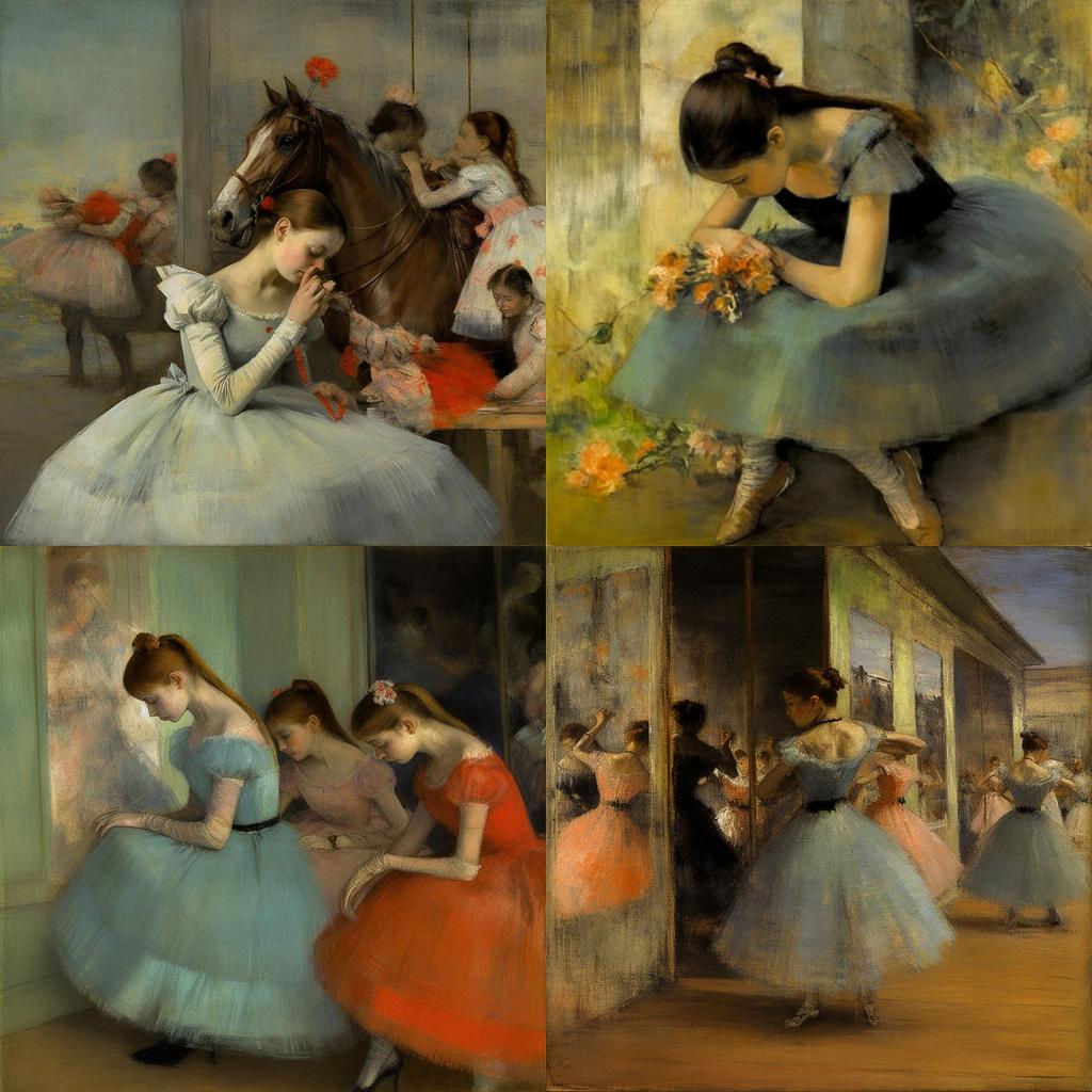 Edgar Degas style, Midjourney V5.1, render 1 of 4