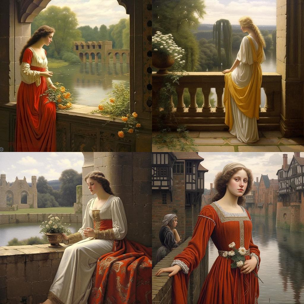 Edmund Leighton style, Midjourney V5.1, render 1 of 4