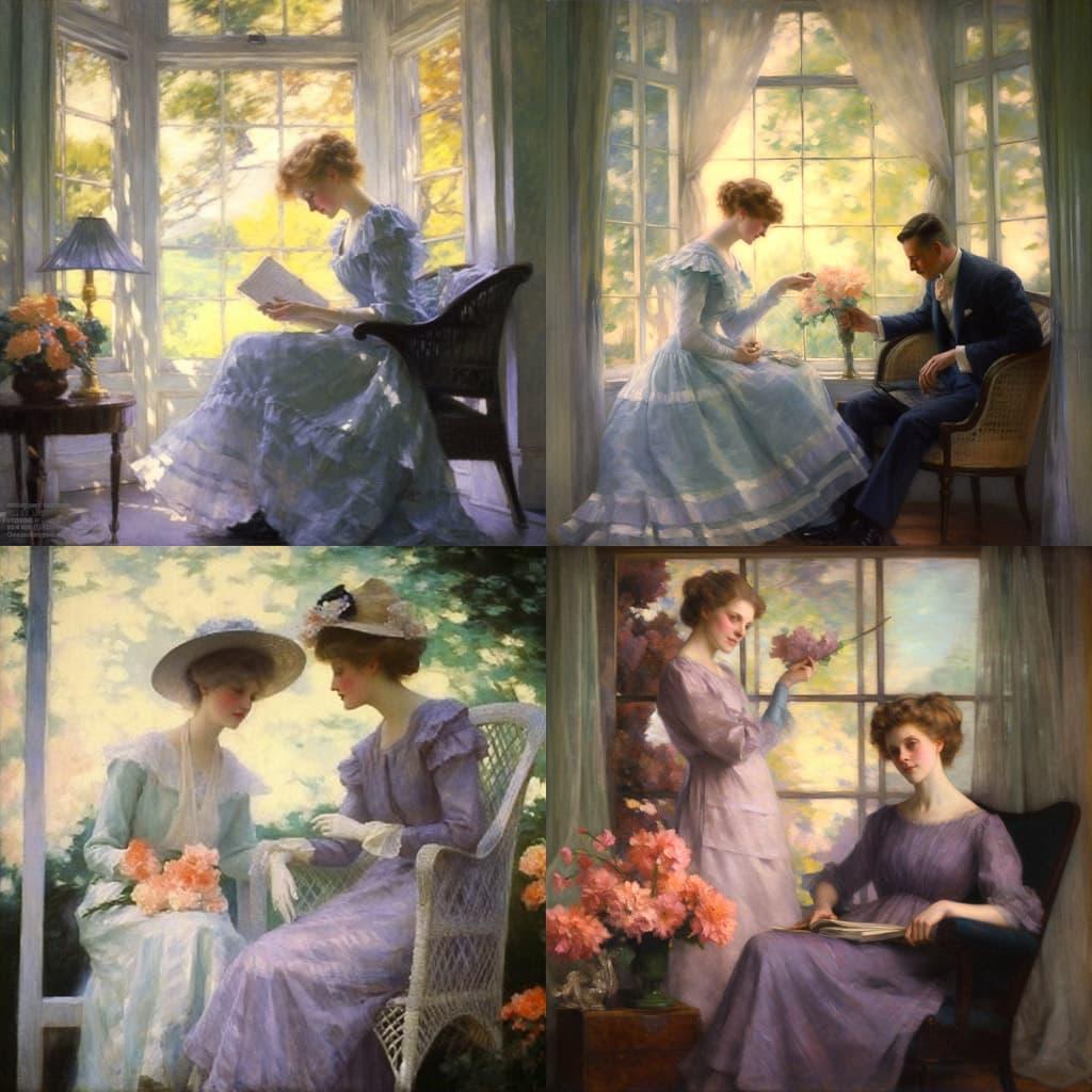 Edmund Tarbell style, Midjourney V5.1, render 1 of 4