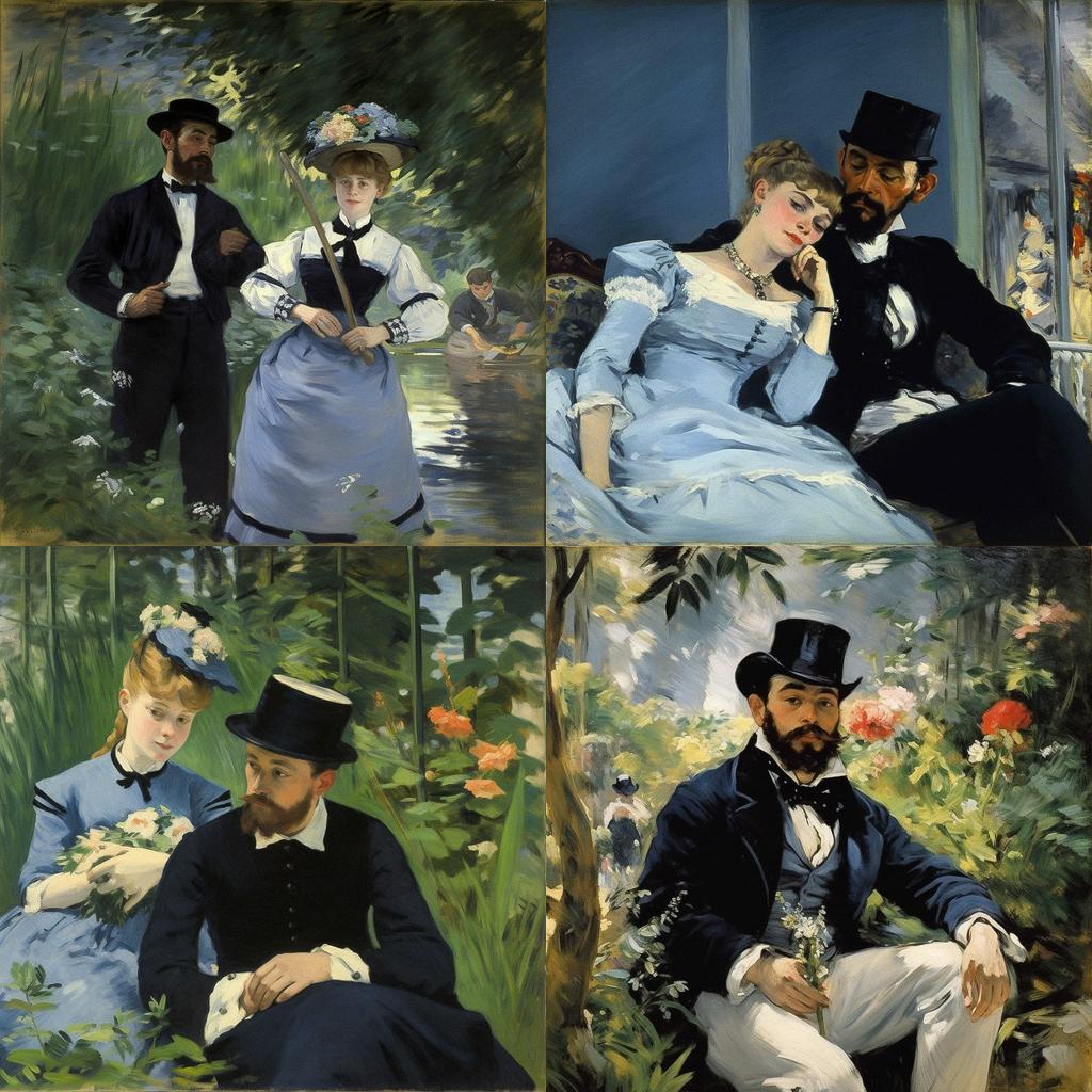 Edouard Manet style, Midjourney V5.1, render 1 of 4