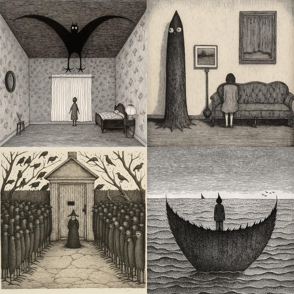 Edward Gorey style, Midjourney V5.1, render 1 of 4