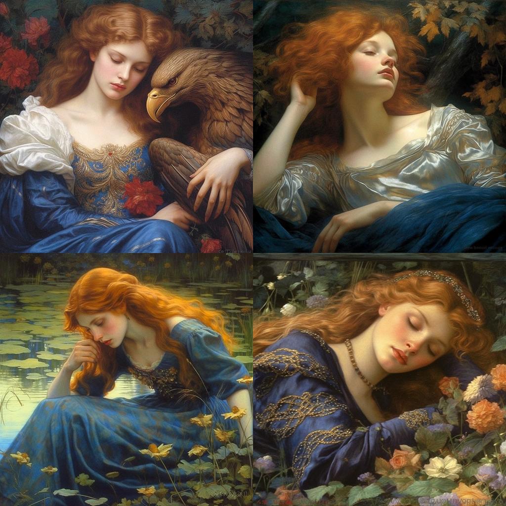 Edward Robert Hughes style, Midjourney V5.1, render 1 of 4