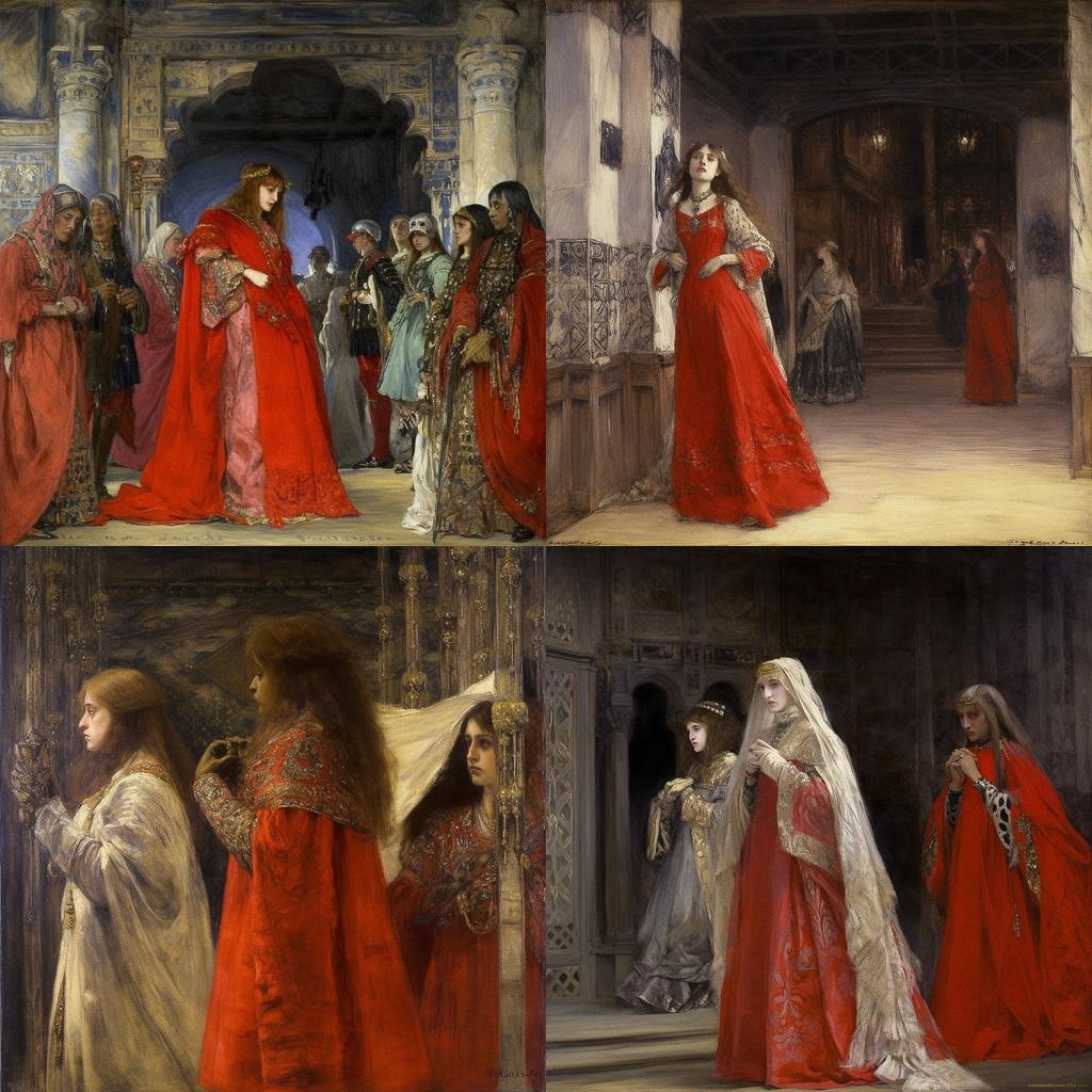 Edwin Austin Abbey style, Midjourney V5.1, render 1 of 4