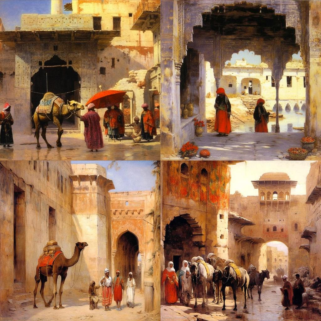 Edwin Lord Weeks style, Midjourney V5.1, render 1 of 4
