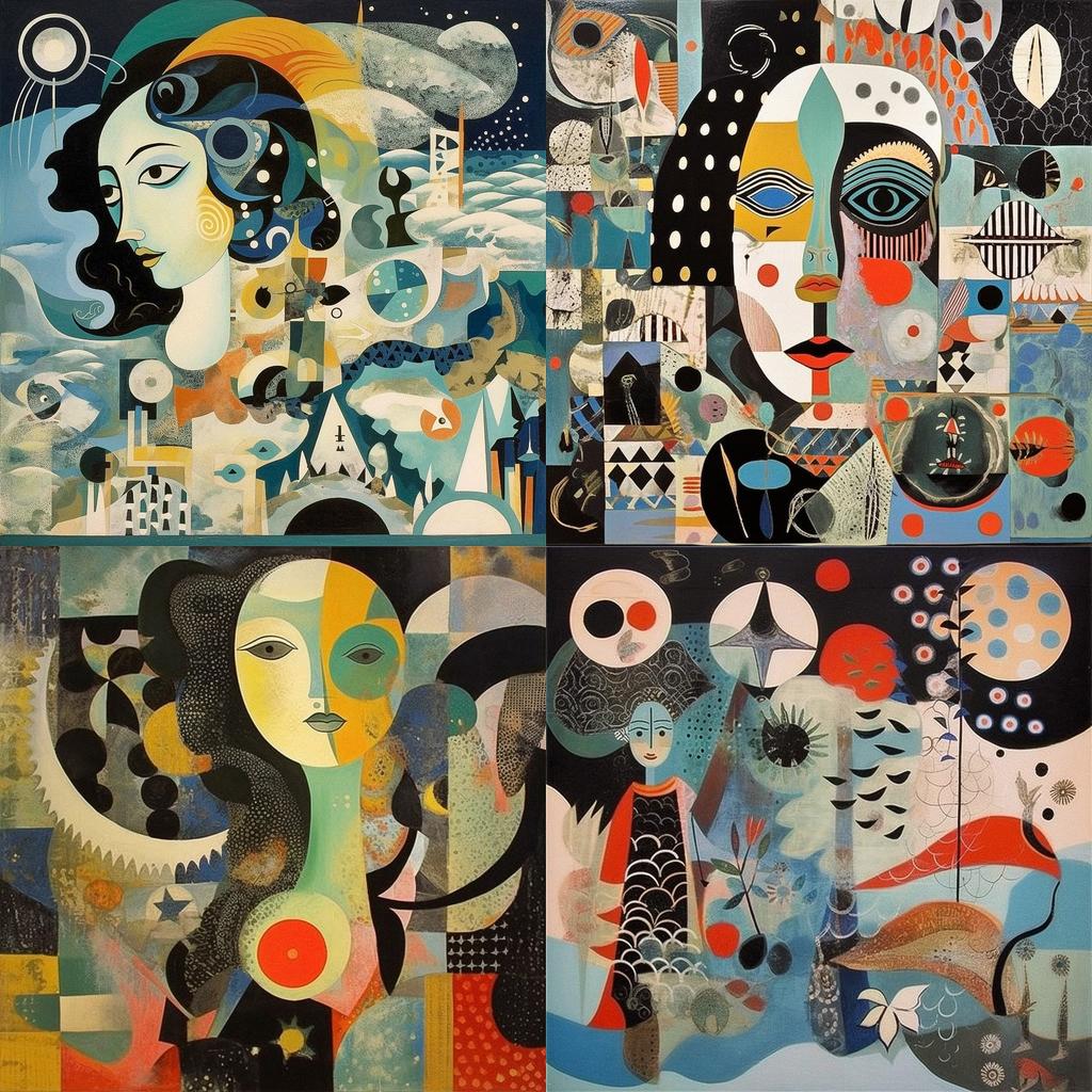 Eileen Agar style, Midjourney V5.1, render 1 of 4