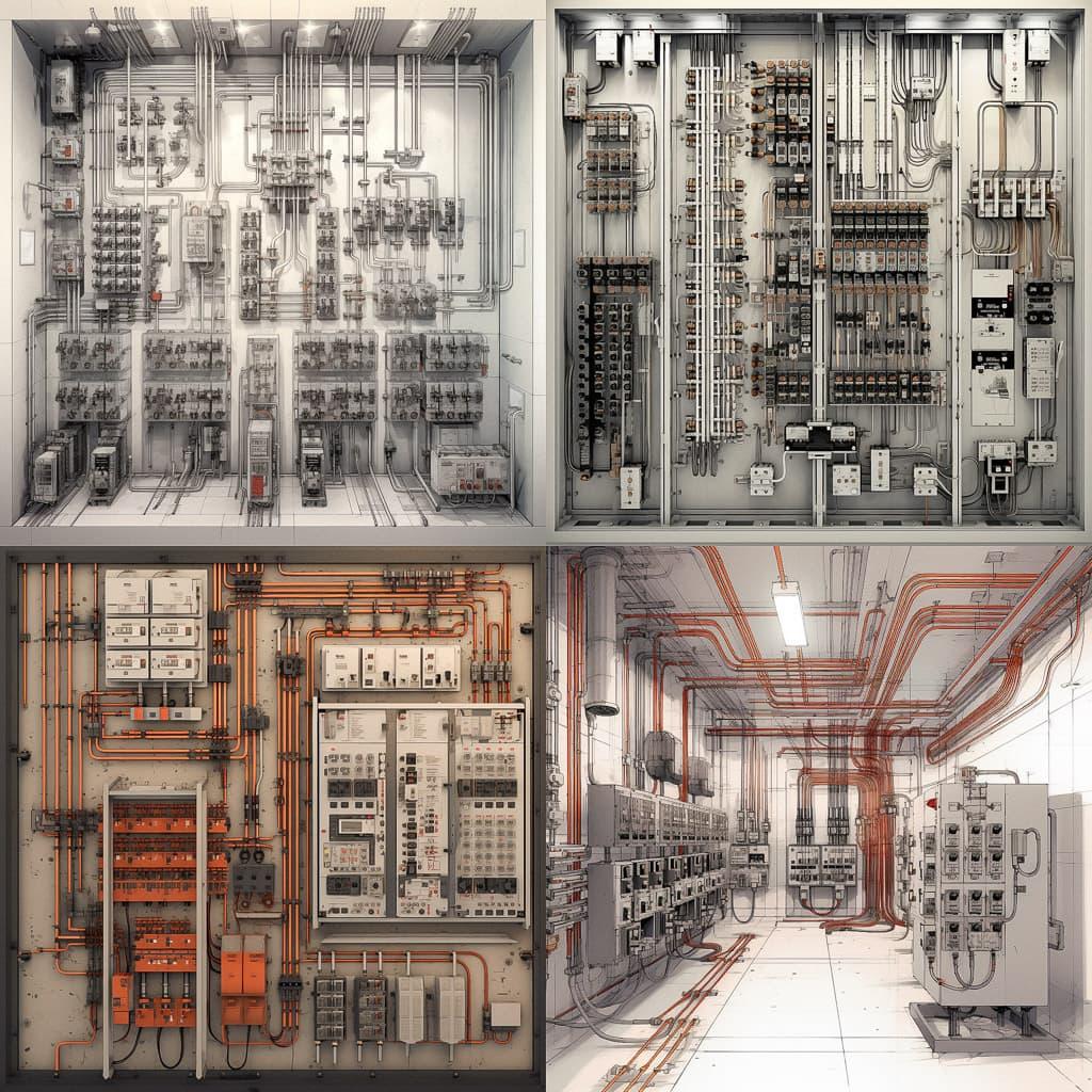 Electrical layout style, Midjourney V5.1, render 1 of 4