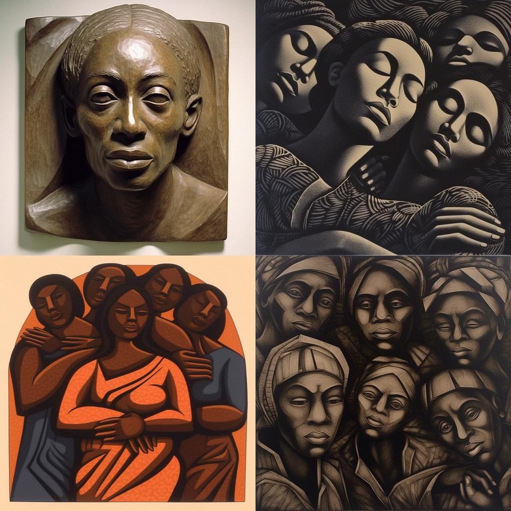 Elizabeth Catlett style, Midjourney V5.1, render 1 of 4