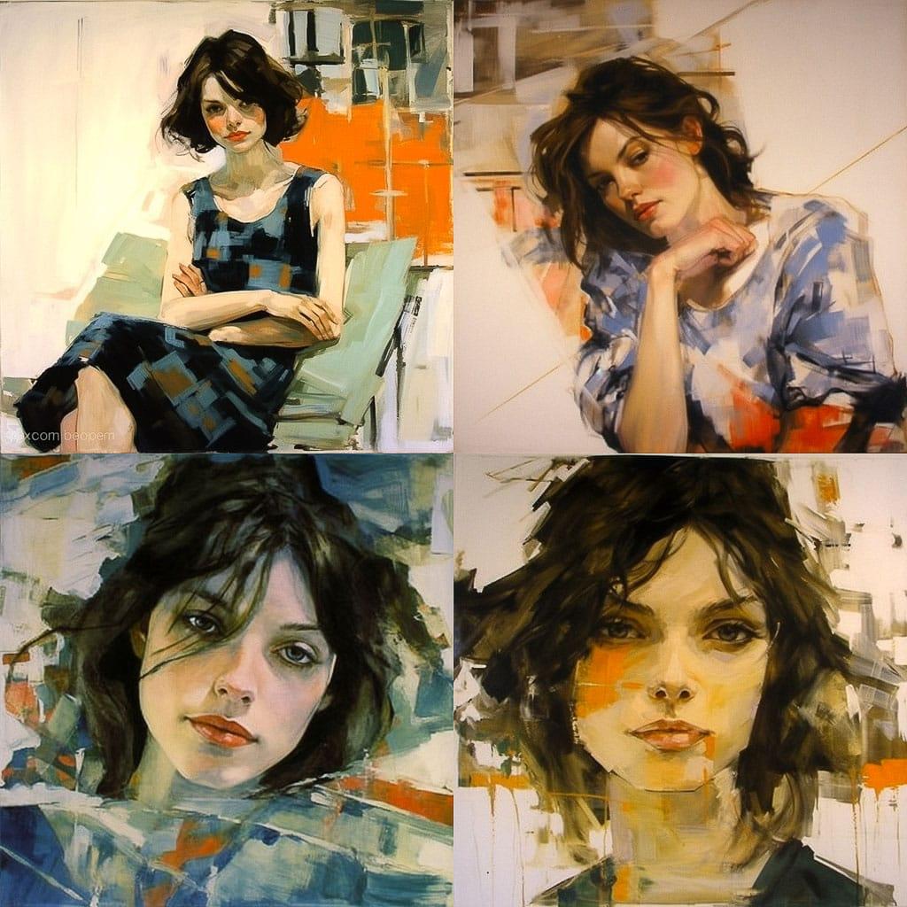 Elizabeth Peyton style, Midjourney V5.1, render 1 of 4