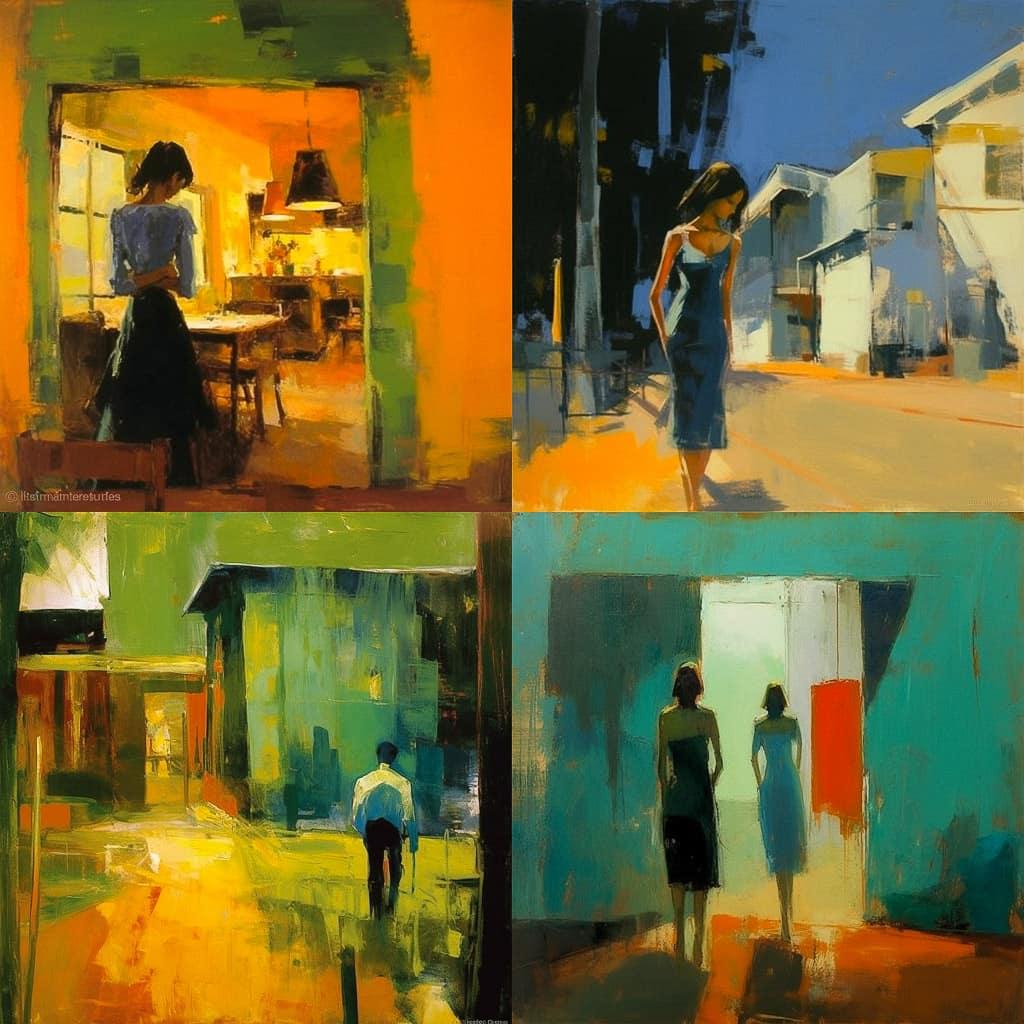 Elmer Bischoff style, Midjourney V5.1, render 1 of 4
