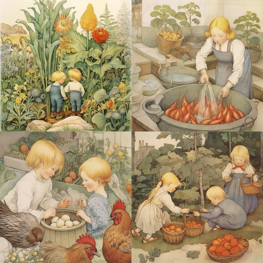 Elsa Beskow style, Midjourney V5.1, render 1 of 4
