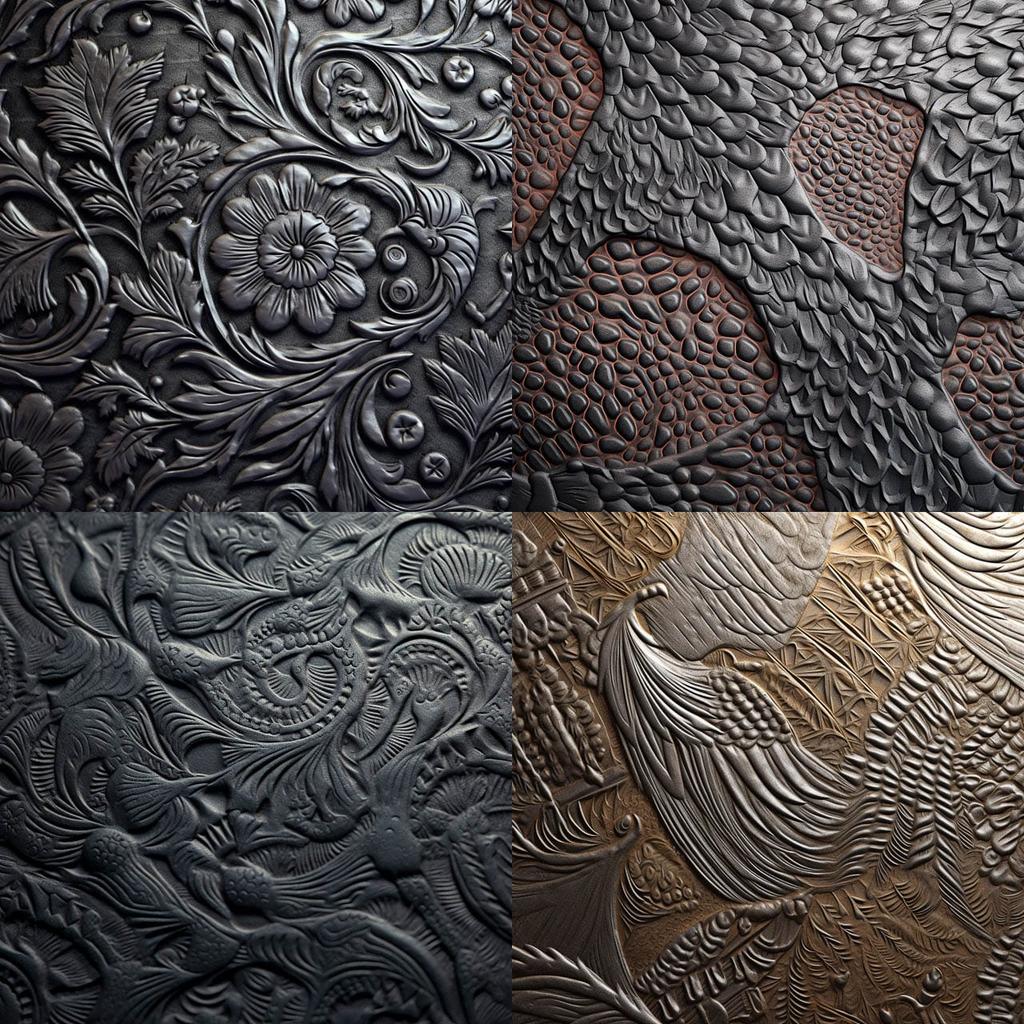 Embossed texture style, Midjourney V5.1, render 1 of 4
