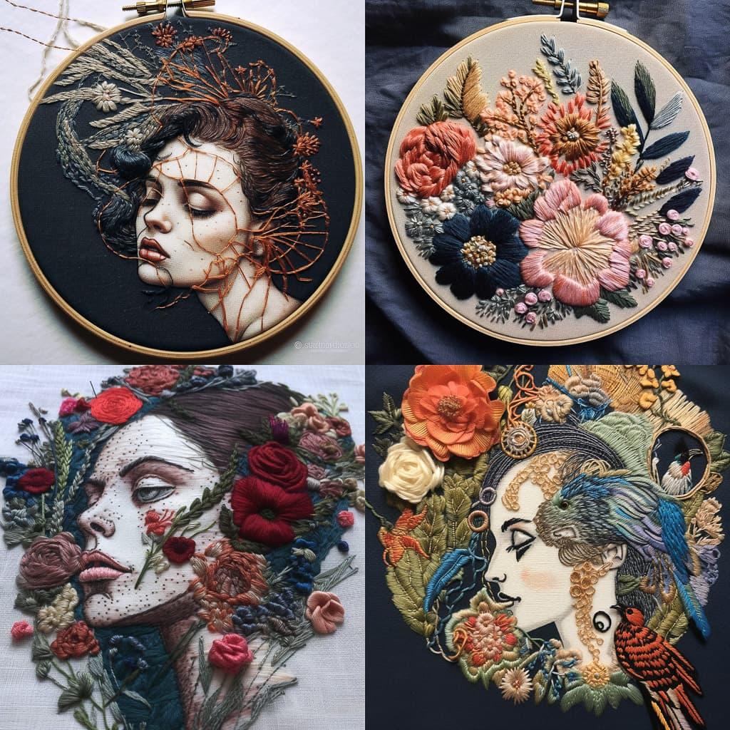 Embroidery style, Midjourney V5.1, render 1 of 4