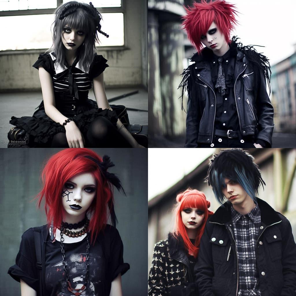 Emo fashion style, Midjourney V5.1, render 1 of 4