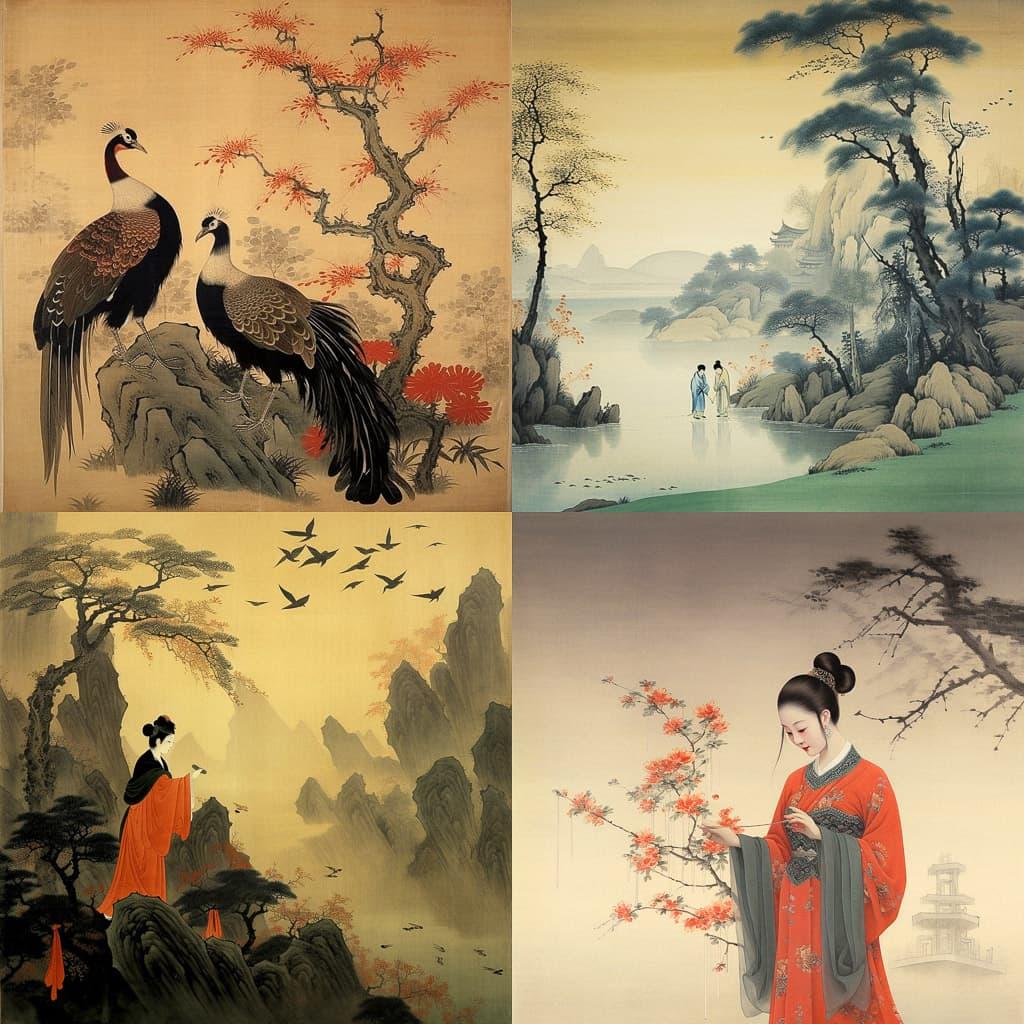 Emperor Huizong of Song style, Midjourney V5.1, render 1 of 4