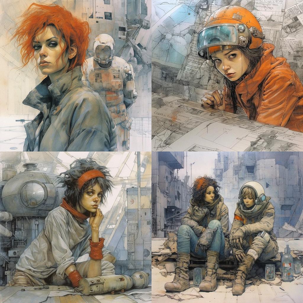 Enki Bilal style, Midjourney V5.1, render 1 of 4