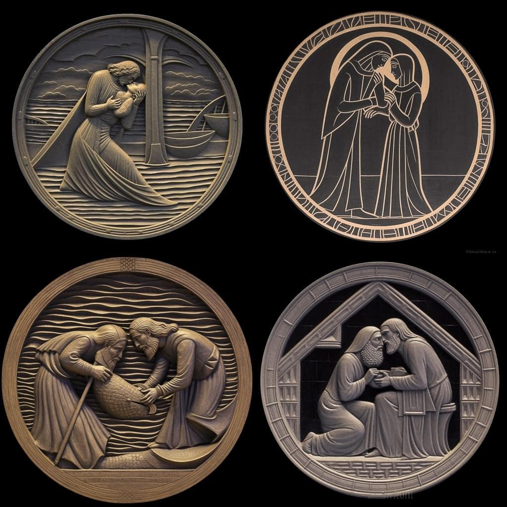 Eric Gill style, Midjourney V5.1, render 1 of 4