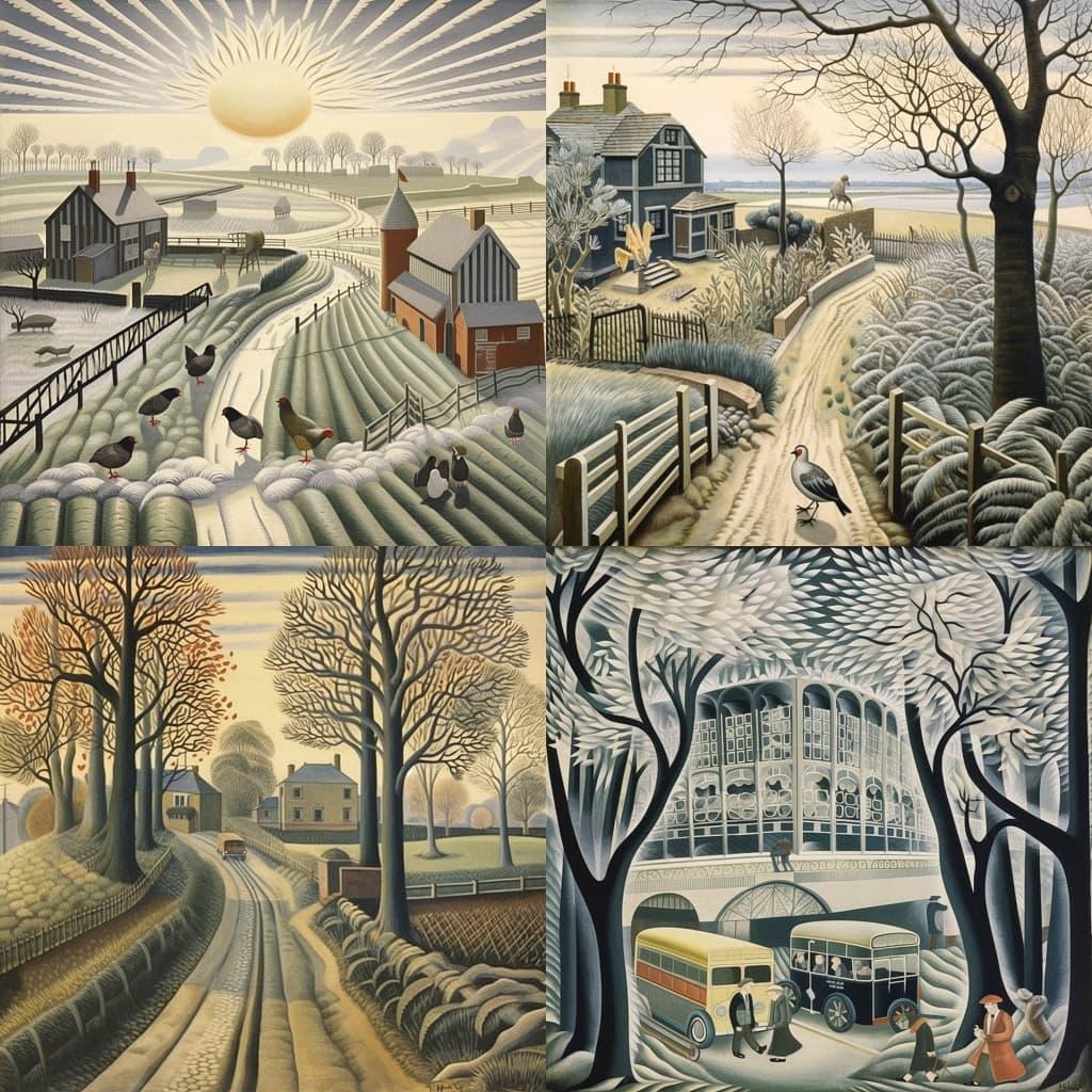 Eric Ravilious style, Midjourney V5.1, render 1 of 4