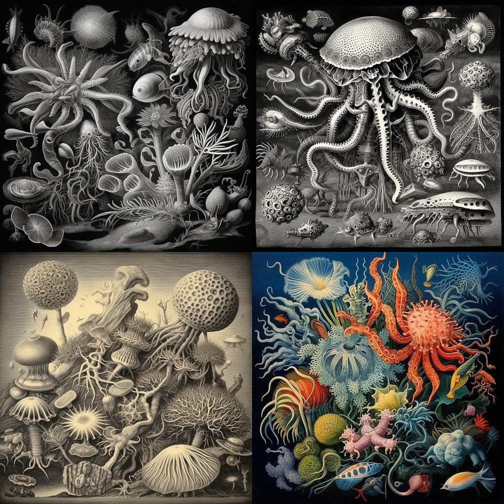 Ernst Haeckel style, Midjourney V5.1, render 1 of 4