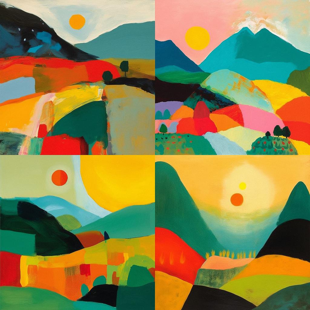 Etel Adnan style, Midjourney V5.1, render 1 of 4