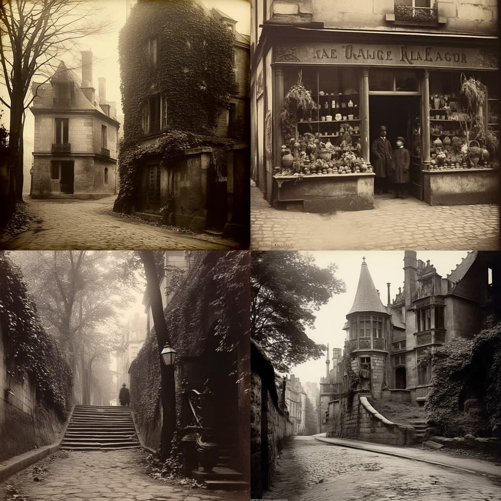 Eugene Atget style, Midjourney V5.1, render 1 of 4